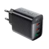 Acefast A108 GaN PD 67W nástenná nabíjačka, 2x USB-C, 1x USB-A, čierna