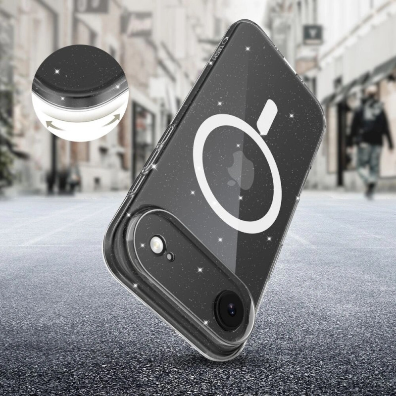 Puzdro Tech-Protect FlexAir MagSafe pre Apple iPhone Air, priehľadné s trblietkami