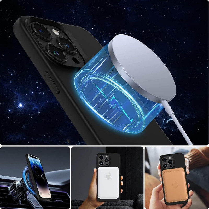Tech-Protect Silikónové puzdro MagSafe pre Apple iPhone 13 / 14, čierne (THP2235)