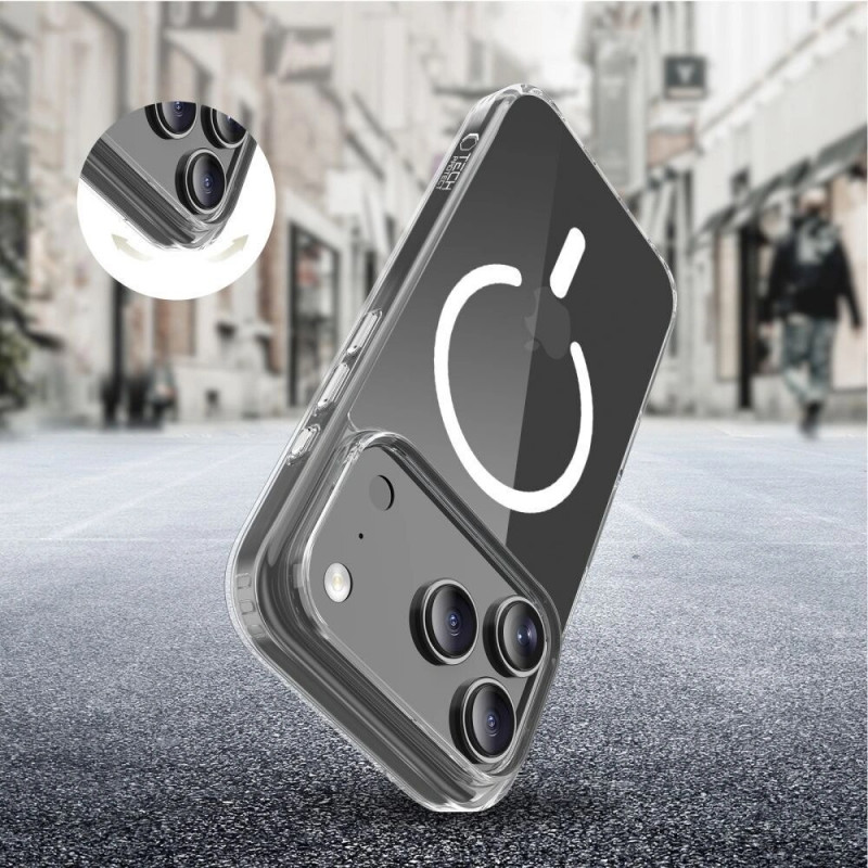 Tech-Protect Flexair Hybrid CC MagSafe puzdro pre Apple iPhone 17 Pro, priehľadné