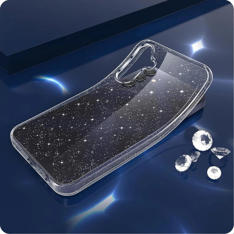 Puzdro Tech-Protect FlexAir pre Samsung Galaxy S25, priehľadné trblietavé