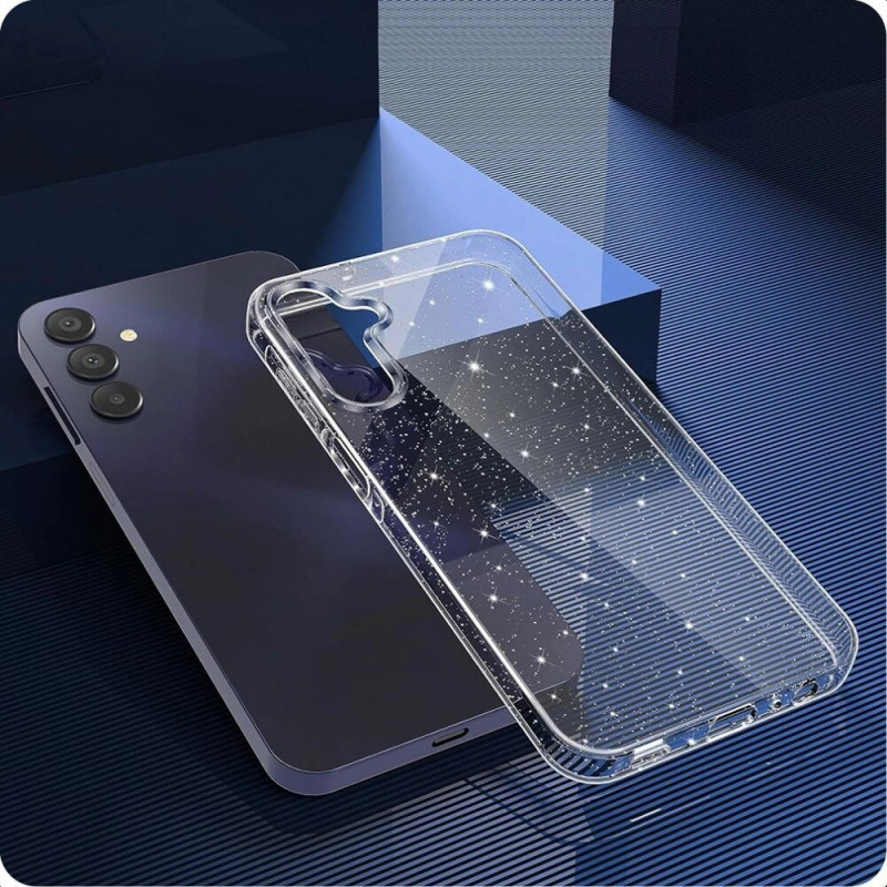 Puzdro Tech-Protect FlexAir pre Samsung Galaxy S25, priehľadné trblietavé