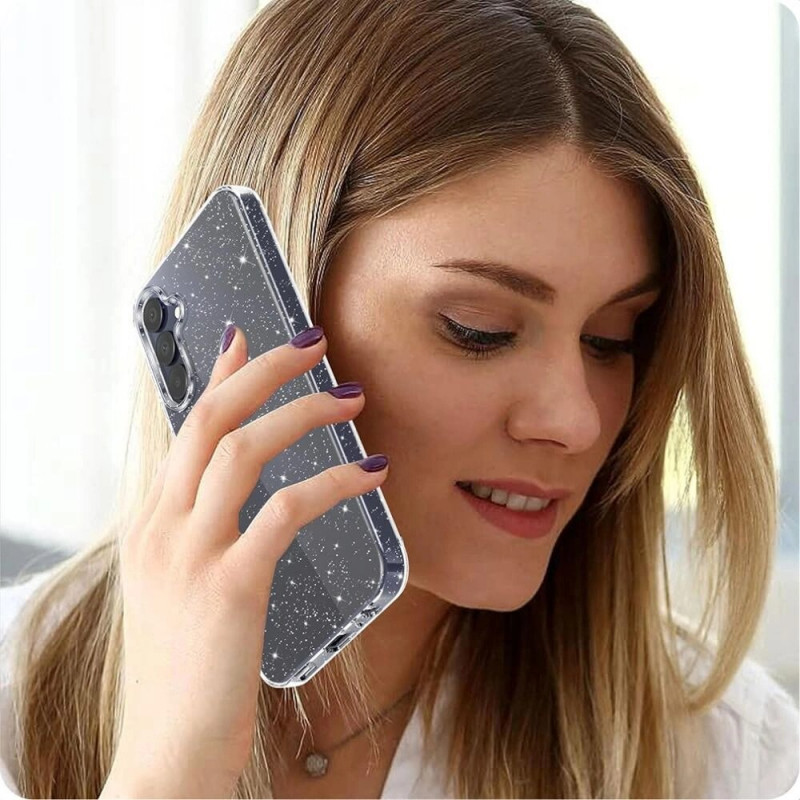 Puzdro Tech-Protect FlexAir pre Samsung Galaxy S25, priehľadné trblietavé