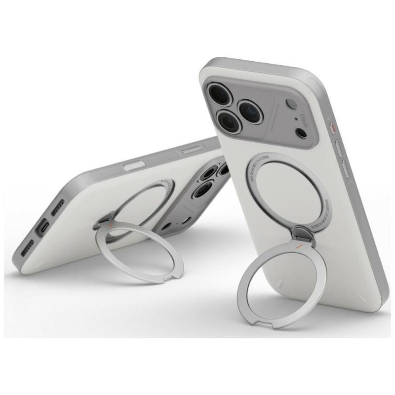 UNIQ Elix puzdro pre Apple iPhone 18 Pro Max / 17 Pro Max, 360 Rotating Kickstand, svetlosivá