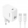Nástenná nabíjačka USAMS CC339 T76 45W GaN USB-C s káblom SJ711 USB-C na USB-C (1 m), biela