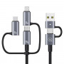 Nabíjací a dátový kábel USAMS Sufeng Series SJ737 6-in-1, 240W, digitálny displej, hliníková zliatina, 1,2 m