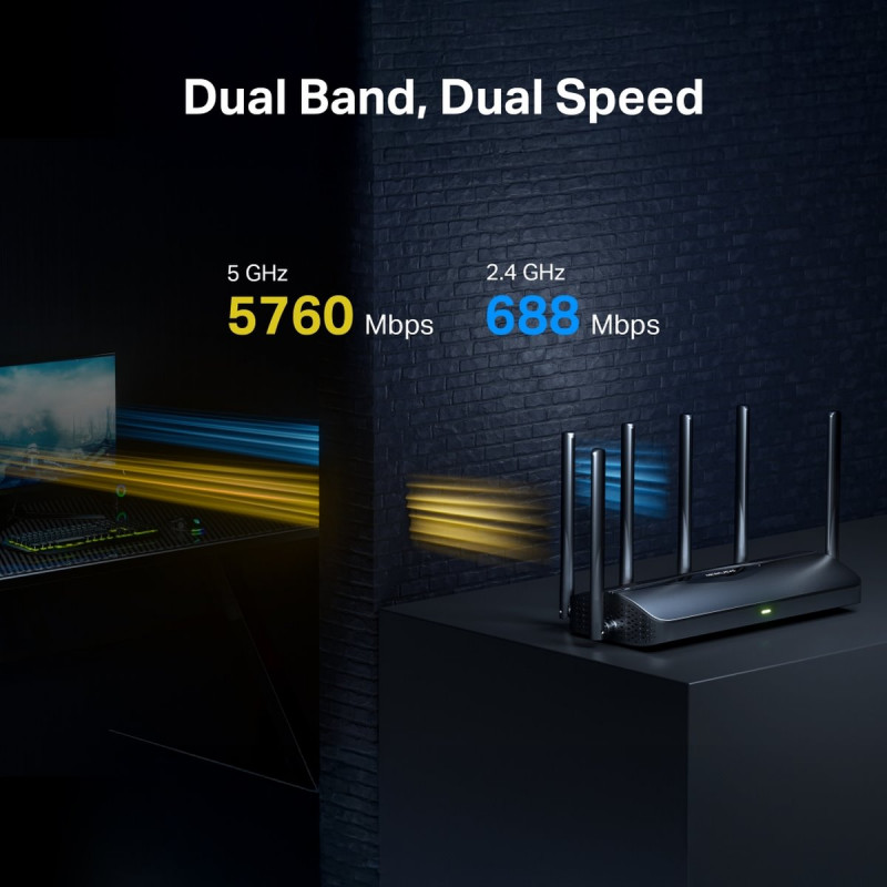 Dvojpásmový Wi-Fi 7 router Mercusys MR37BE, až do 6500 Mbps