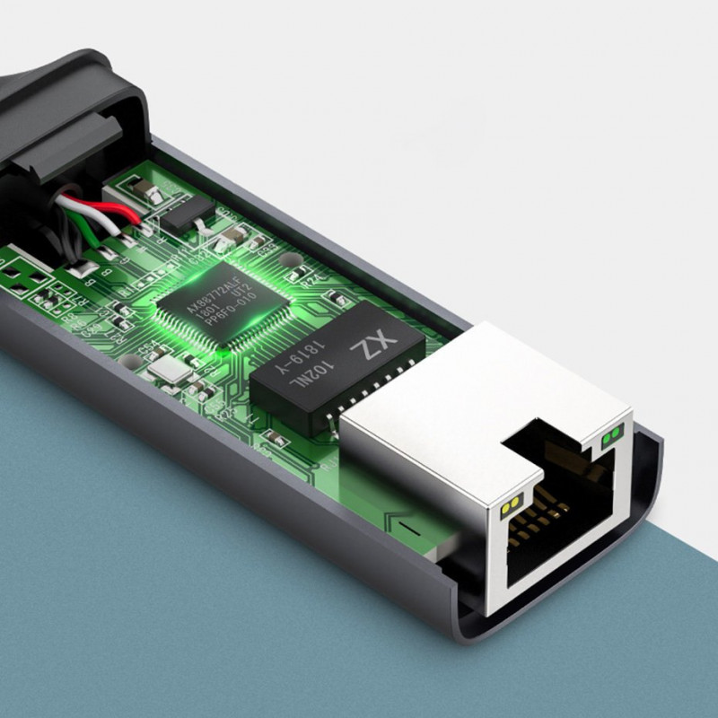Ugreen CM199 sieťový adaptér USB-C na RJ45 Gigabit Ethernet, 1000 Mbps, sivý