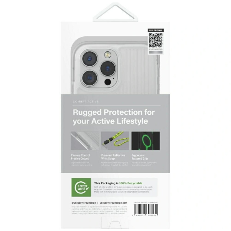 UNIQ Combat Active puzdro pre Apple iPhone 16 Pro Max, Magclick nabíjanie, lume white