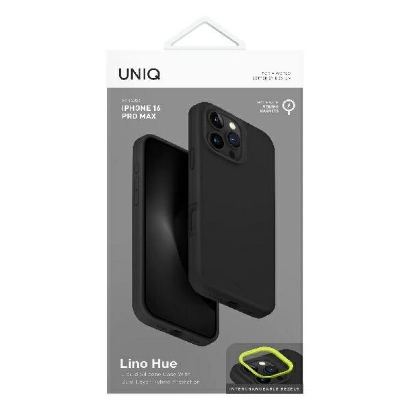 UNIQ Lino Hue puzdro pre Apple iPhone 16 Pro, Magclick nabíjanie, uhlíkovo sivá