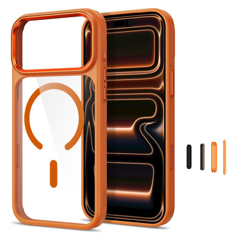 Tech-Protect Magmat MagSafe CC puzdro pre Apple iPhone 17 Pro Max / 18 Pro Max, Cosmic Orange / priehľadné