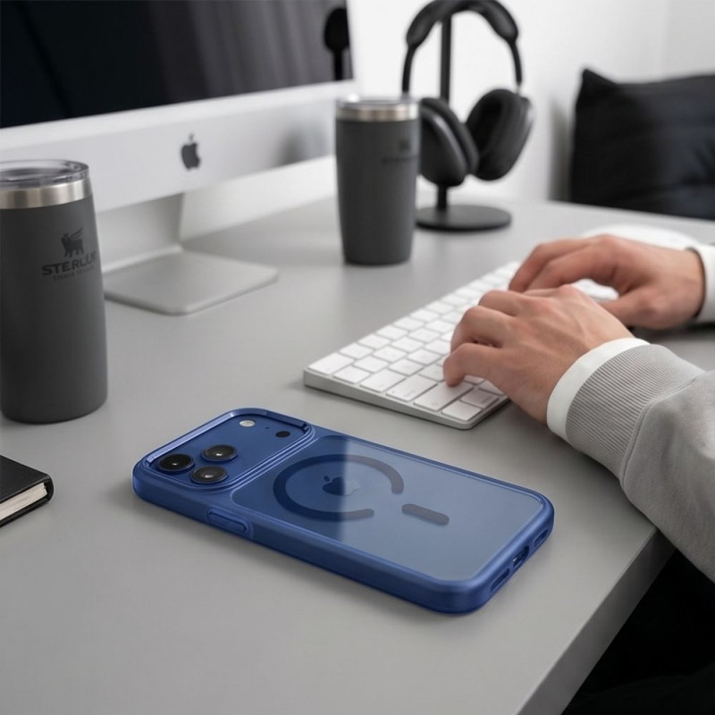 Tech-Protect Magmat MagSafe CC puzdro pre Apple iPhone 17 Pro / 18 Pro, Deep Blue / priehľadné