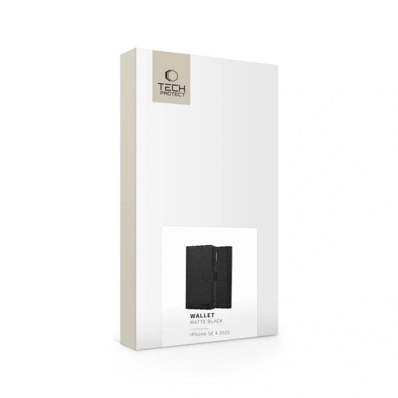 Tech-Protect peňaženkové puzdro pre Apple iPhone 17e / 16e, matná čierna