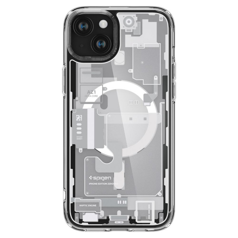 Puzdro Spigen Ultra Hybrid Mag s MagSafe pre Apple iPhone 15 Plus / 14 Plus, Zero One, biele