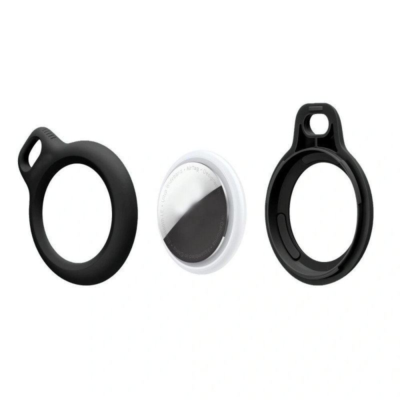 Ochranné puzdro na kľúčenku Tech-Protect Rough Chain pre Apple AirTag, čierne (2 ks)