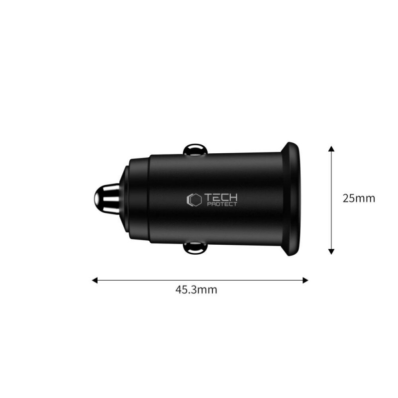 Tech-Protect CC02 2-portová autonabíjačka USB-A / USB-C, PD 35W / QC 3.0, čierna (THP4079)