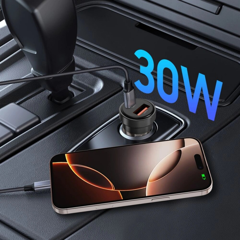 Tech-Protect CC03 2-portová autonabíjačka USB-A / USB-C, PD 30W / QC 3.0, čierna