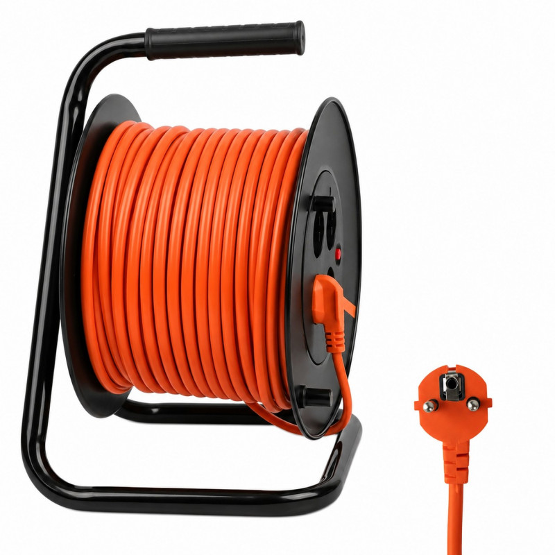 Predlžovací kábel na bubne Extralink Powerlink, 30 m, 4 zásuvky, uzemnený