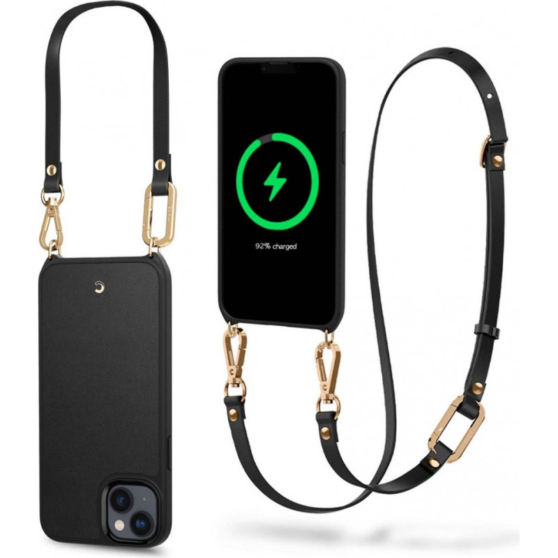 Spigen Cyrill Classic Charm Mag (ACS04948) puzdro MagSafe s remienkom pre Apple iPhone 14 Plus / 15 Plus, čierne