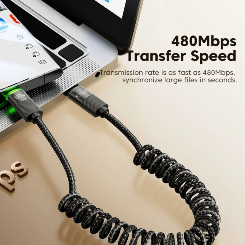 Tech-Protect UB20T Ultraboost kábel USB-C / USB-C PD100W/5A, 180 cm, čierny