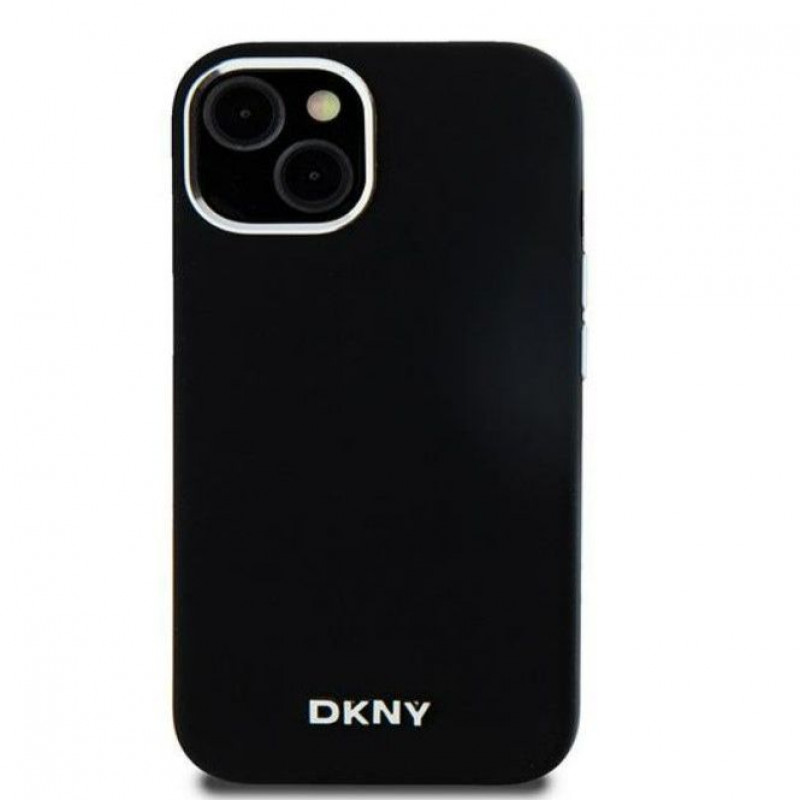 DKNY Apple iPhone 15 hardcase Liquid Silicone Small Metal Logo MagSafe, čierny