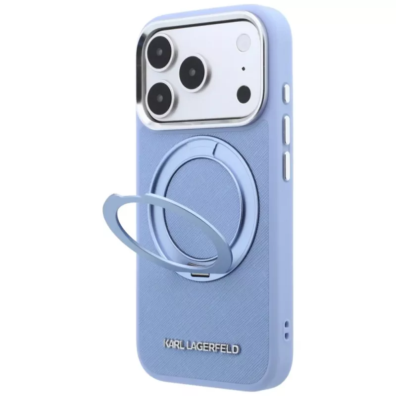 Karl Lagerfeld Ring Stand 360 Saffiano Classic Logo MagSafe puzdro pre Apple iPhone 18 Pro / 17 Pro, svetlomodré (KF003175)