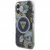 Guess Glitter Flowers Triangle Buttons MagSafe puzdro pre Apple iPhone 16, čierne