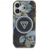 Guess Glitter Flowers Triangle Buttons MagSafe puzdro pre Apple iPhone 16, čierne