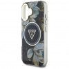 Guess Glitter Flowers Triangle Buttons MagSafe puzdro pre Apple iPhone 16, čierne