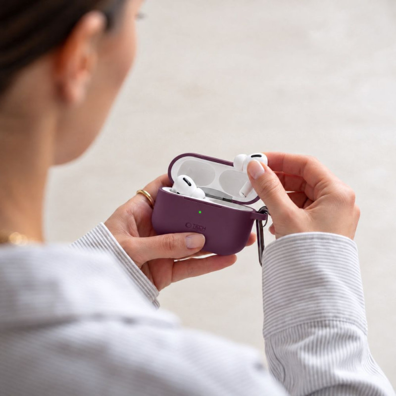 Tech-Protect Silicone Hook THP6103 kryt na nabíjacie puzdro Apple AirPods Pro 3, bordový