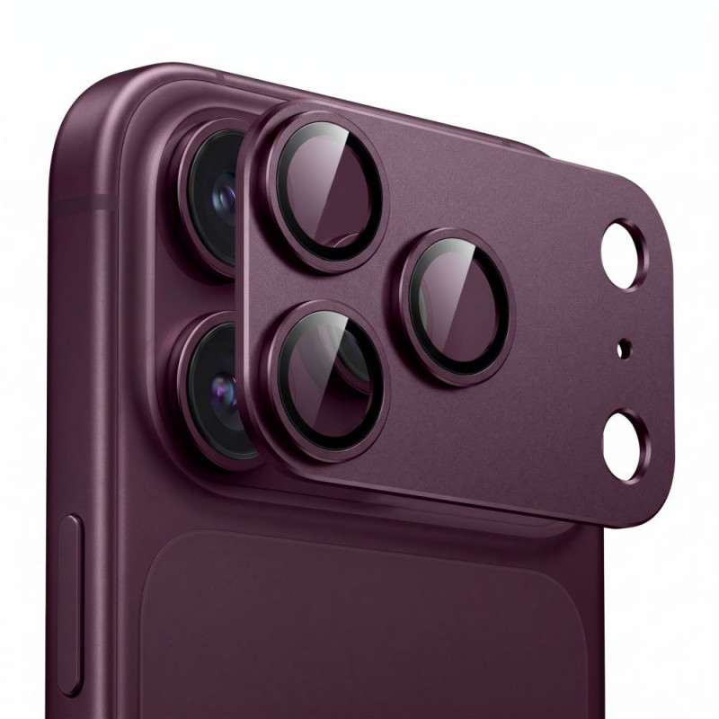 Tech-Protect Camfull Fit+ ochrana objektívu fotoaparátu pre Apple iPhone 18 Pro Max, bordová