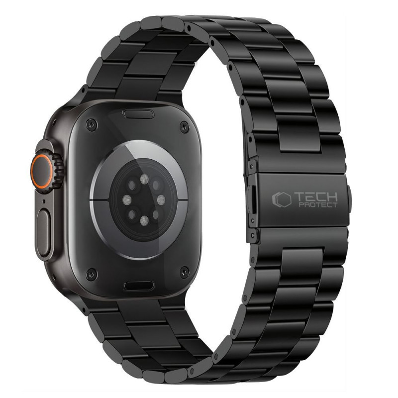 Tech-Protect Stainless THP6099 náramok z nehrdzavejúcej ocele pre Apple Watch 8 / 9 / 10 / 11 / 12 / SE / Ultra 44/45/46/49 mm, čierny