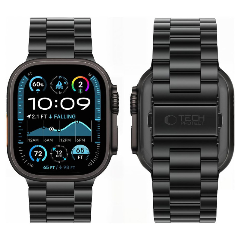 Tech-Protect Stainless THP6099 náramok z nehrdzavejúcej ocele pre Apple Watch 8 / 9 / 10 / 11 / 12 / SE / Ultra 44/45/46/49 mm, čierny