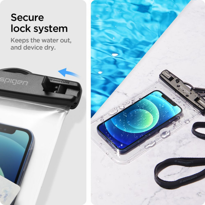 Spigen A601 univerzálne vodotesné puzdro (2 ks), Crystal Clear