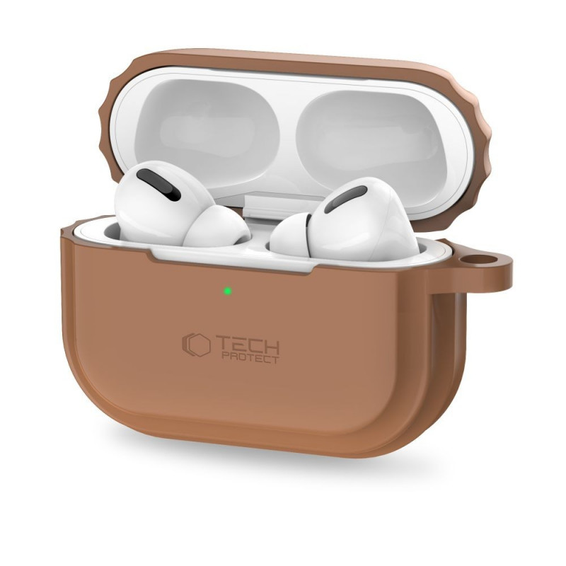 Tech-Protect Silikónové puzdro s lanom na Apple AirPods Pro 1 / 2, čokoládovo hnedé