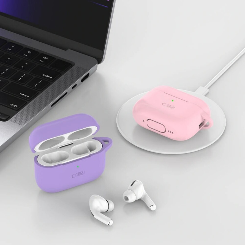 Tech-Protect Silikónové puzdro s háčikom pre Apple AirPods Pro 1 / 2, Cafe Latte