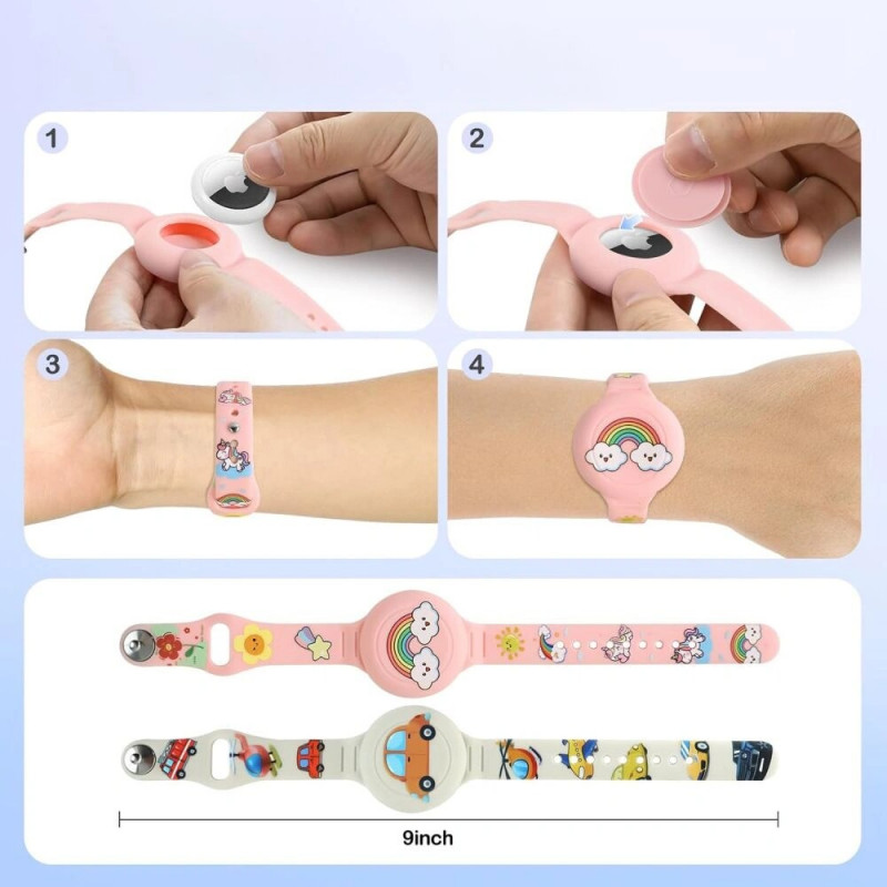 Tech-Protect Smooth Band pre deti náramok na zápästie pre Apple AirTag 1 / 2, farebný (2 ks)