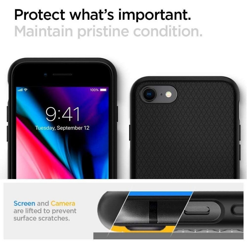 Spigen Liquid Air puzdro pre Apple iPhone SE 2022 / SE 2020 / 8 / 7, čierne