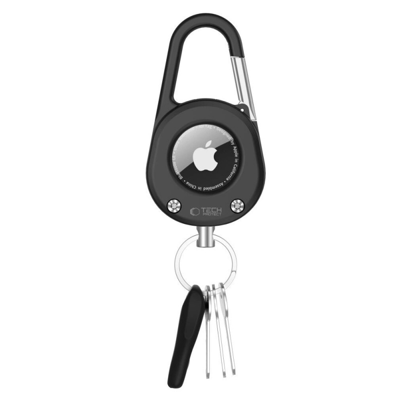 Tech-Protect Slidelock Carabiner Keychain puzdro na Apple AirTag 1/2, čierne