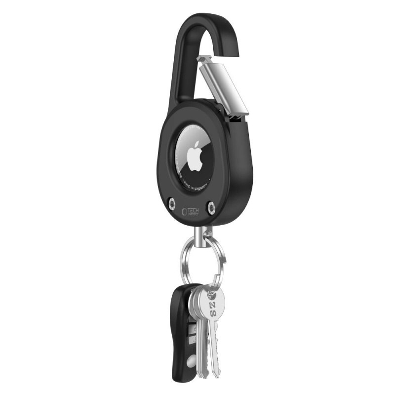 Tech-Protect Slidelock Carabiner Keychain puzdro na Apple AirTag 1/2, čierne