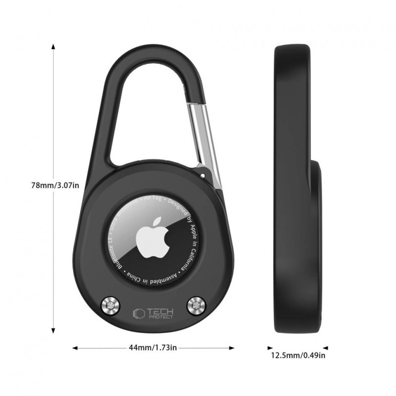 Tech-Protect Slidelock Carabiner Keychain puzdro na Apple AirTag 1/2, čierne