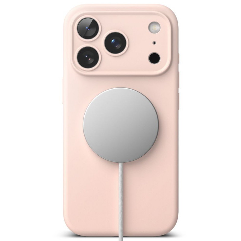 Ringke Silikónové magnetické puzdro MagSafe pre Apple iPhone 18 Pro, ružový piesok