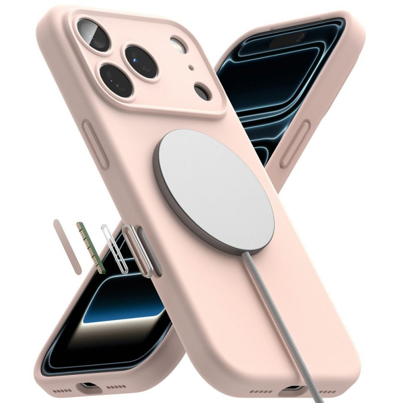 Ringke Silikónové magnetické puzdro MagSafe pre Apple iPhone 18 Pro, ružový piesok
