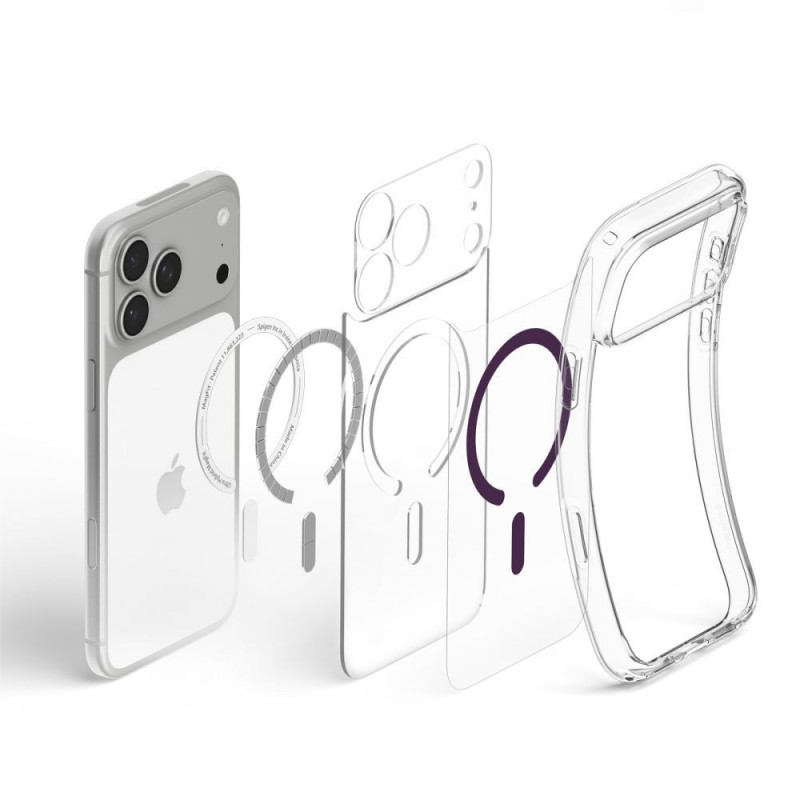 Spigen Ultra Hybrid MagSafe puzdro pre Apple iPhone 17 Pro / 18 Pro, priehľadná/burgundy