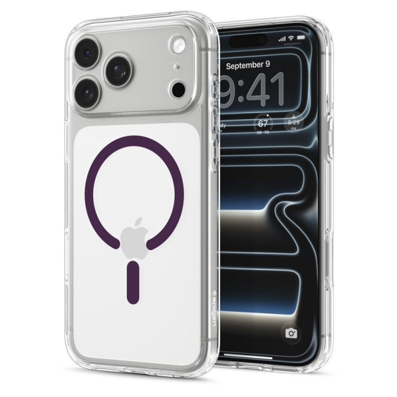 Spigen Ultra Hybrid MagSafe puzdro pre Apple iPhone 17 Pro Max / 18 Pro Max, priehľadné/burgundy