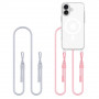 Tech-Protect FlexAir Chain MagSafe puzdro pre Apple iPhone 16, priehľadné, so sivým a ružovým popruhom