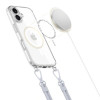 Tech-Protect FlexAir Chain MagSafe puzdro pre Apple iPhone 16, priehľadné, so sivým a ružovým popruhom