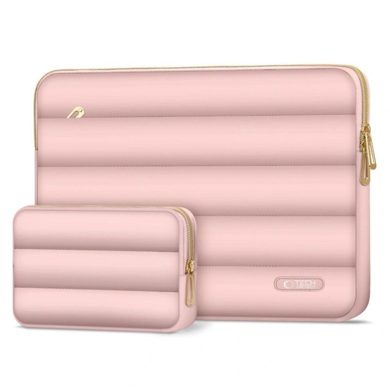 Tech-Protect Puffy puzdro na notebook 13-14" s vreckom na príslušenstvo, Dusty Rose