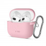 Tech-Protect Silikónové puzdro Hook pre Apple AirPods 3 s karabínou, Dusty Pink