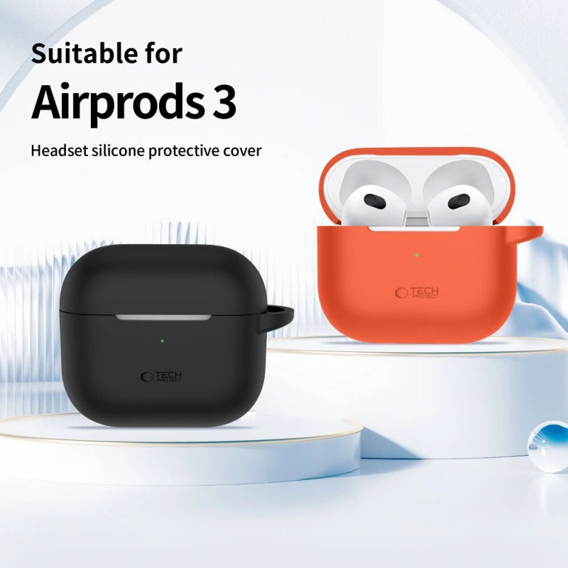 Tech-Protect Silikónové puzdro Hook pre Apple AirPods 3 s karabínou, Dusty Pink
